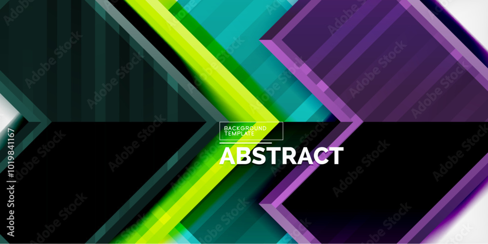Poster Arrow symbols created with 3d effects and line texture geometric abstract background