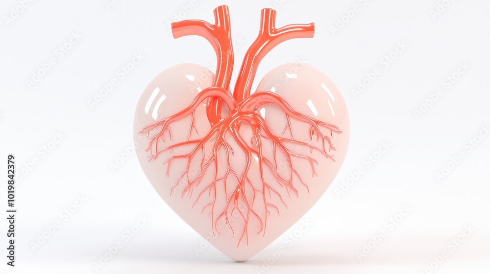 Poster exploring the anatomy of a realistic human heart organ with arteries and aorta structure