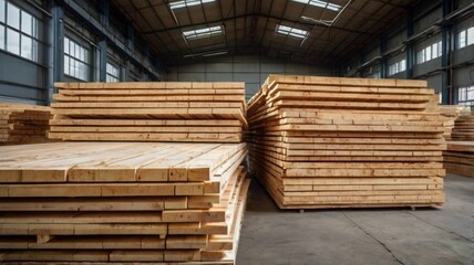 Fototapeta premium A visually appealing image of stacked wooden planks, perfect for adding a rustic or industrial touch to your designs