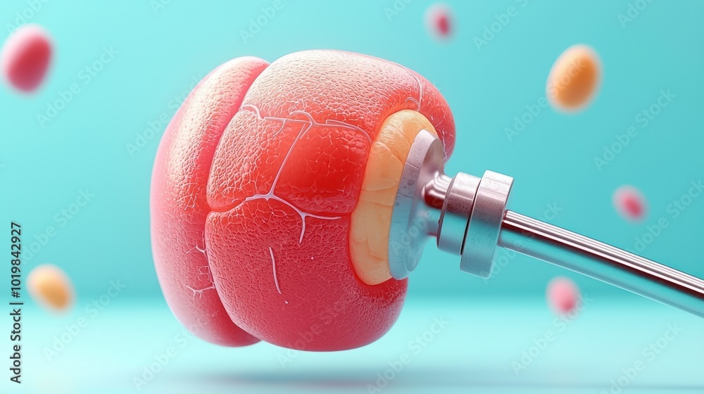Poster rendered medically accurate illustration of a brain model with detail and precision