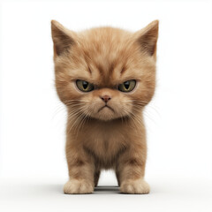 Photo-Realistic Render of a Cute Grumpy Kitten in Frontal View