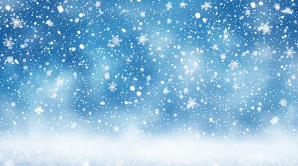 Fototapeta premium Abstract winter wonderland background with snowflakes, christmas scene with heavy snowfall and snowflakes falling in the sky