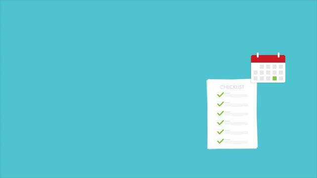 Check list document with a notification and calendar, paper check list and to do list with checkboxes, concept of survey, online quiz, completed things or done test, feedback.	