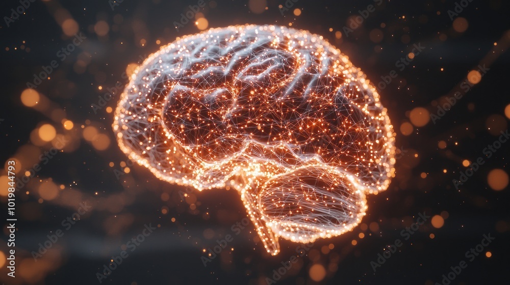 Aufkleber Exploring the Human Brain Neural Networks Illuminated Against a Black Background