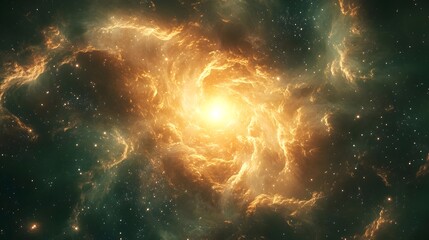 Fototapeta premium Mesmerizing Cosmic Explosion Glowing Nebula Swirling in Brilliant Stellar Energy