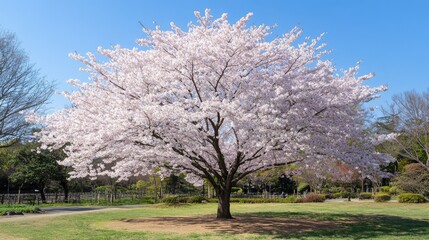Close-up of sakura petals delicately resting on a moss-covered stone in a peaceful Japanese garden during springtime