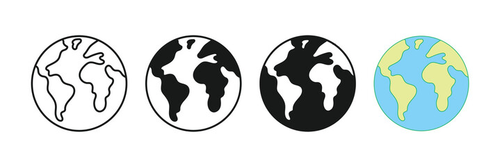 planet earth icon logo outlines black colour