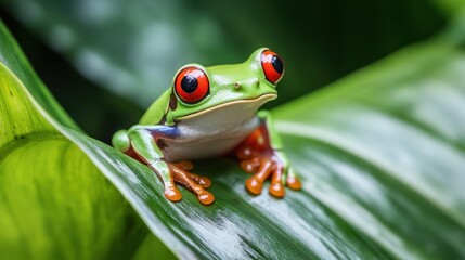 Red-Eyed Tree Frog on a Leaf