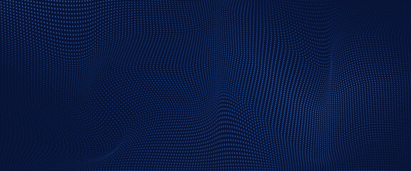 Abstract Waving Particle Technology Background Design. Abstract wave moving dots flow particles, hi-tech and big data background design for brochures,