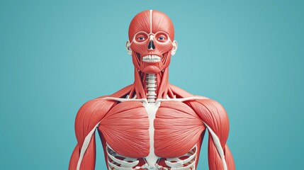 Rendered Medical Illustration of the Human Upper Body Anatomy and Details
