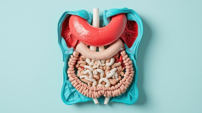 Detailed Anatomical Illustration of the Human Digestive System for Educational Purposes