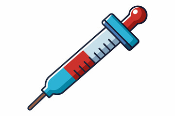 Medical syringe with blood icon