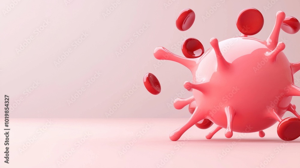 Poster visualizing the flow of red blood cells and iron on a white background