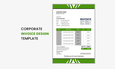 Corporate and business invoice design template design, Creative invoice template. Vector business stationary design.