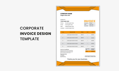 Corporate and business invoice design template design, Creative invoice template. Vector business stationary design.