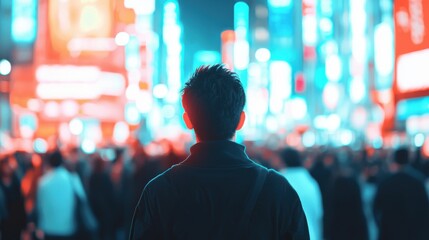 Shibuya crossing with busy crowds and bright lights