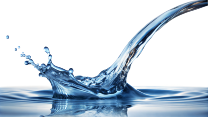 Splash of water in motion, isolated on a transparent background, creating dynamic shapes.