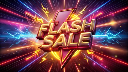 Vibrant flash sale graphic with dramatic lighting effects and bold text.