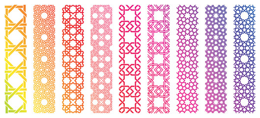 Seamless Islamic pattern icon collection. Kufi and seamless pattern mega bundle