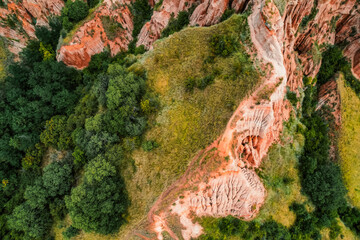 Red rocky slopes Rapa Rosie is a protected geological and floristic reservation area near Sebes alba in Romania