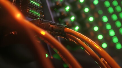 Fototapeta premium Close-up of server cables