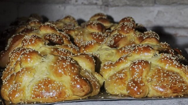 Preparation of traditional Mexican bread.