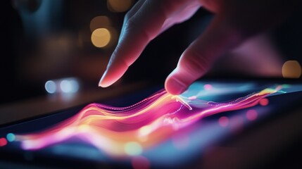 A Finger Interacting With Digital Data