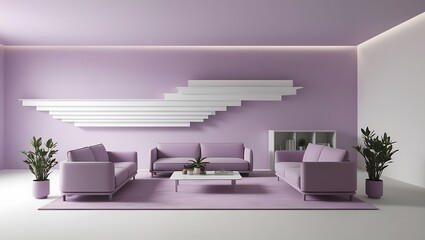 Modern minimalist interior with sofa neutral color wall background. colorful pastel color theme, background, wallpaper