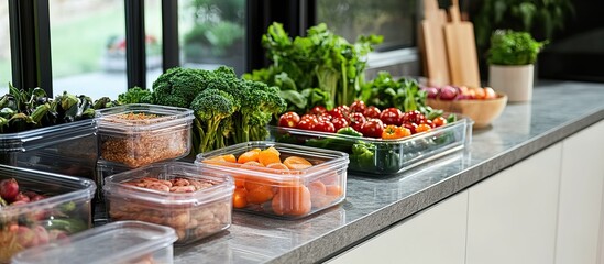 Fototapeta premium Organized Kitchen Counter with Fresh Produce