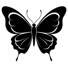 Butterflies black silhouette isolated on a white background. Flying butterflies icon set.