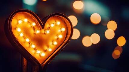 Obraz premium Heart-Shaped Bulb Sign with Soft Background Glow
