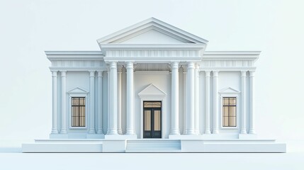Obraz premium White Classical Building with Doric Columns and Entablature