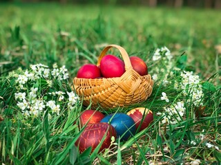 easter eggs in basket