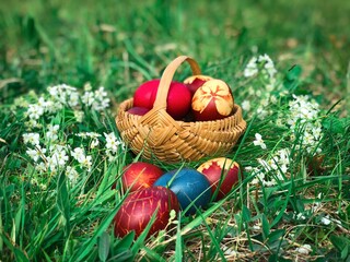easter eggs in a basket