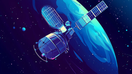 A design background for space communication, featuring a vector illustration.