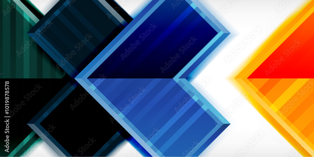 Poster Arrow symbols created with 3d effects and line texture geometric abstract background