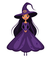 Fototapeta premium Cute Witch Illustration with Transparent Background - Perfect for Halloween Designs and Overlays