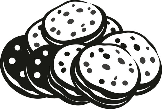 recommend clip art: Chocolate cookies pile vector silhouette