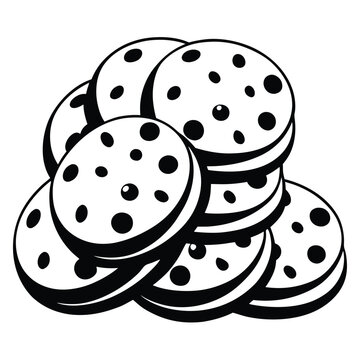 recommend clip art: Chocolate cookies pile vector silhouette