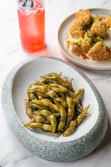 Plate of Fried Snap Peas