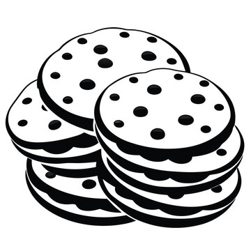 recommend clip art: Chocolate cookies pile vector silhouette