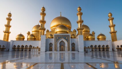 Fototapeta premium Beautiful Islamic mosque made of pure gold
