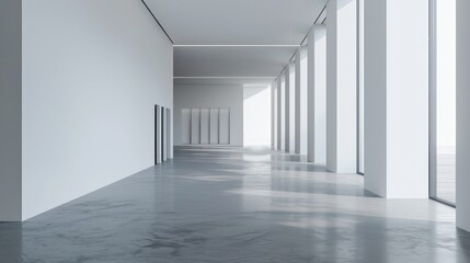Obraz premium Minimalist White Corridor with Sunlight