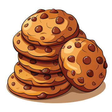 recommend clip art: Chocolate pile cookies vector illustration isolated on a white background