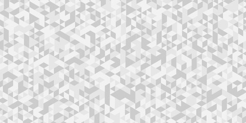 White Polygon Mosaic triangle overlap texture background. Vector geometric seamless gray and white cube square low polygon background. abstract surface creative diamond pattern corporate.