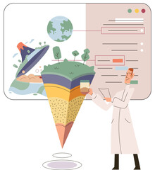 Laboratory research. Vector illustration. Technological advancements empower researchers to push boundaries laboratory research The laboratory serves as platform for testing and refining new
