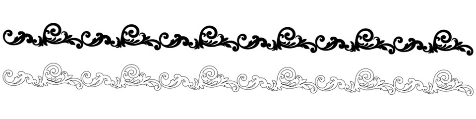 Decorative vintage dividers line vintage frames and scroll elements. Classic calligraphy swirls, swashes, dividers, Good for greeting cards, wedding invitations, restaurant menu, royal certificates.