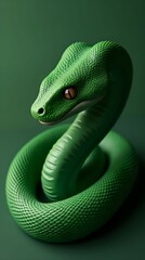 Fototapeta premium green snake symbol of the new year 2025