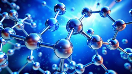 Pure Oxygen Molecule Structure Visualization in a Bright Blue Background for Scientific Illustration Use