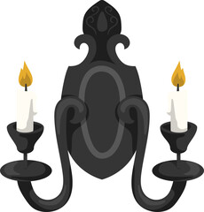Vector Illustration of Gothic Candle Holder Western Gothic Home Decor
